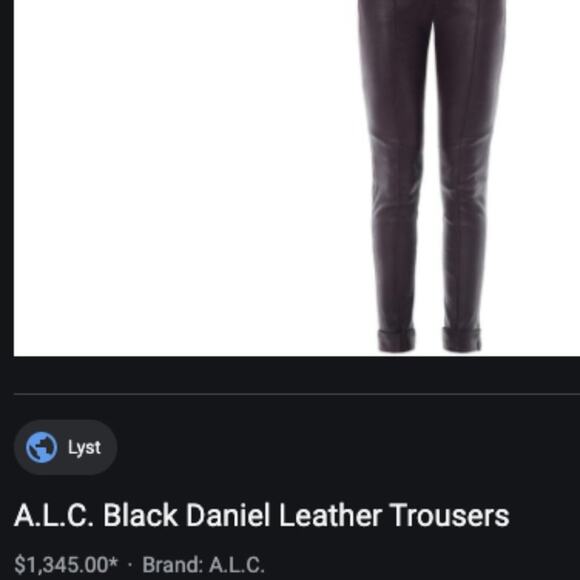 A.L.C. Daniel Black Genuine Lamb Leather Cuffed Skinny Trousers - Picture 2 of 9